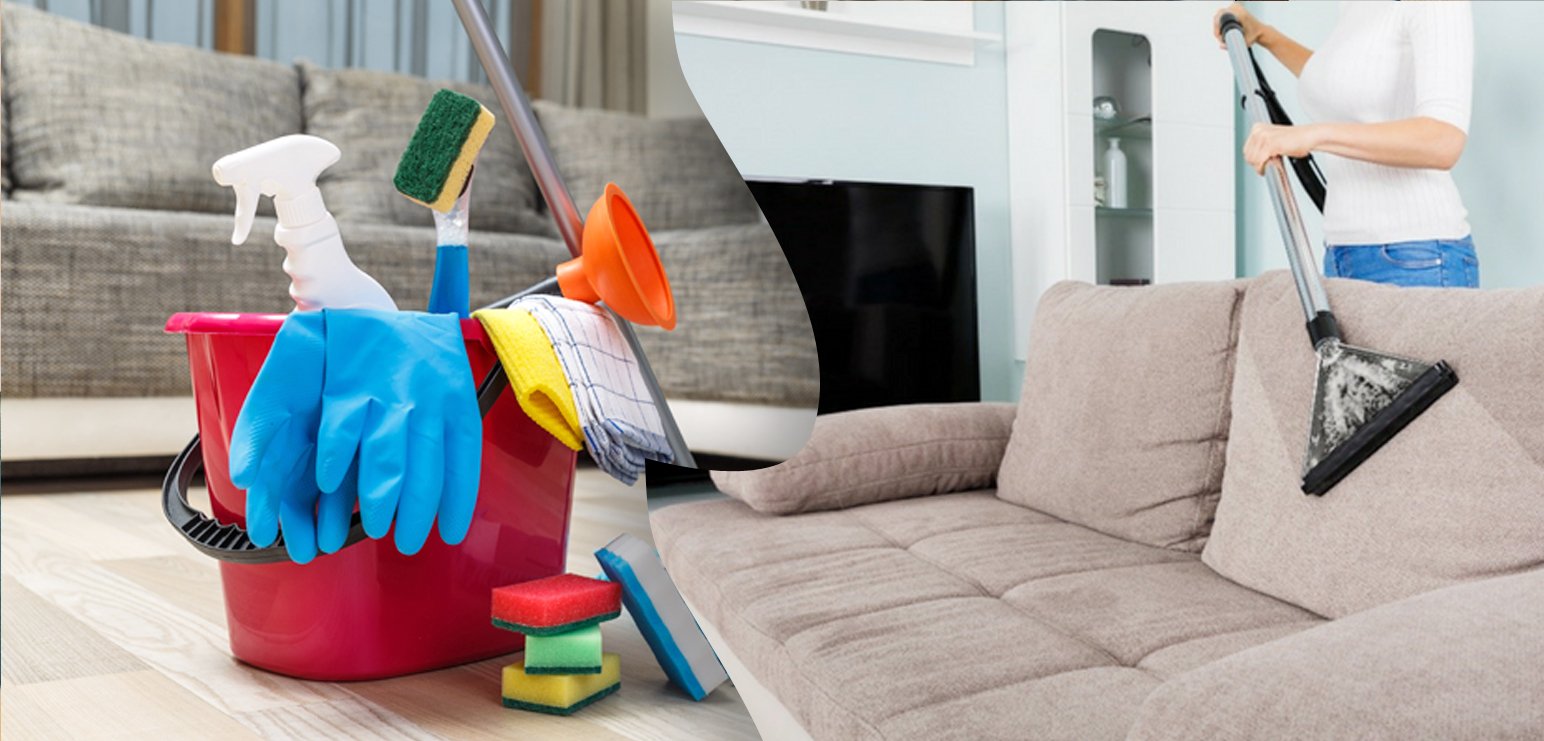 clean fabric sofa with vinegar